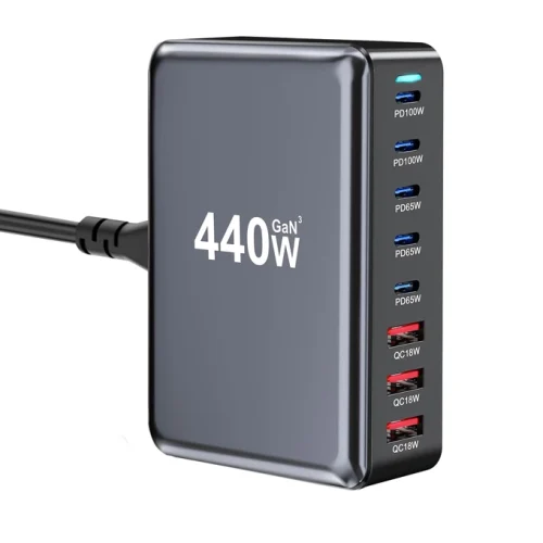 440W Fast USB C GAN Charger Block 8 Port Charging Station HUB Brick Dual PD PPS 100W Wall Charger