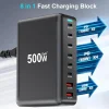 500W USB C Fast Charger 8 Port USB Charging Station GaN Ⅲ Pro Double 100W PD PPS Port Fast Charging Station