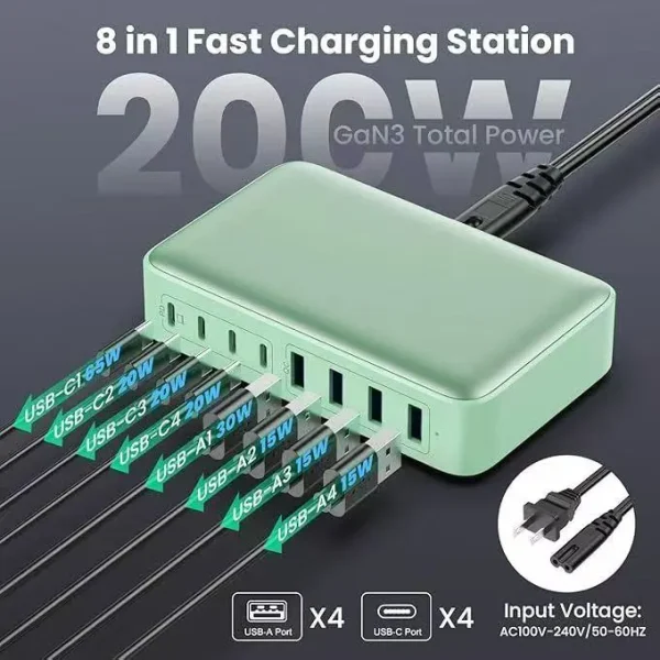Multi-Colors-GaN-Charger-200W-8-Ports Multi-Colors-GaN-Charger-200W-8-Ports