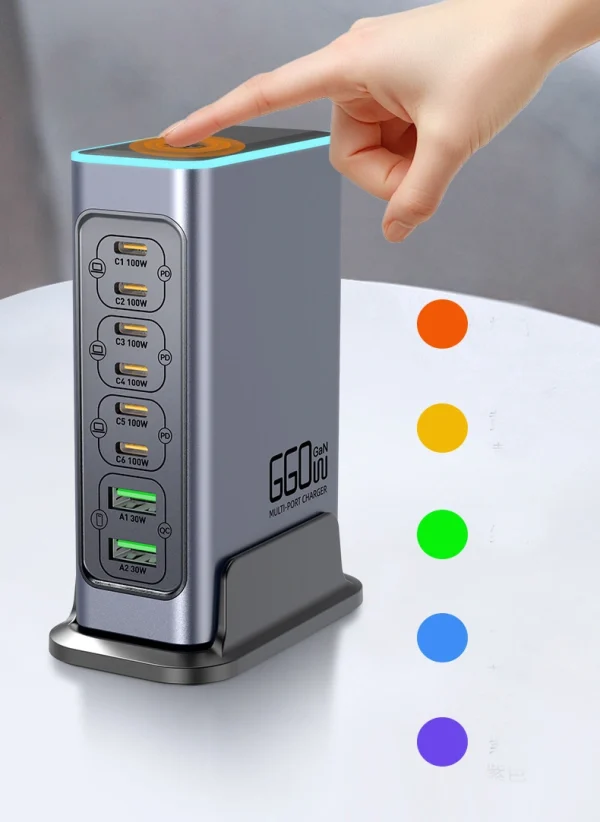 660W 8-Port GaN Charging Station