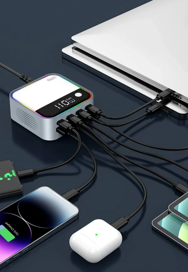 120W 8-Port Charger – 4×100W PD + 4×22.5W QC3.0 with digital display