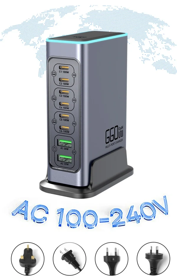 660W 8-Port GaN Charging Station OEM FACTORY CUSTOM SOLUTION