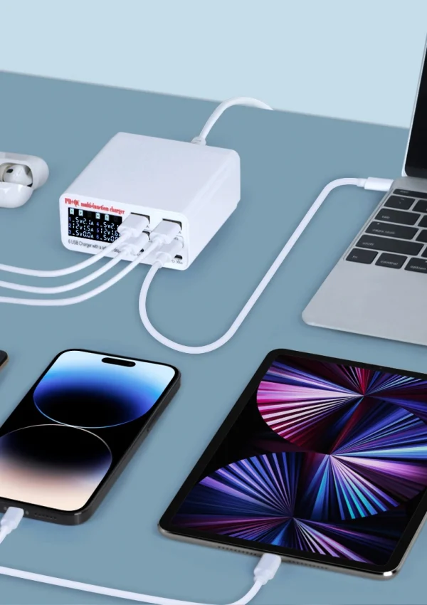 65W 6-Port Smart Charging Station with Digital Display
