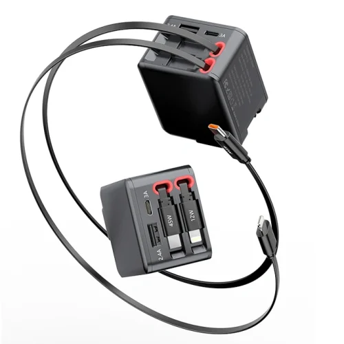 45W_retractable_wall_charger_with_built-in_USB-C_Lightning_cables 45W 4-in-1 retractable wall charger with built-in USB-C & Lightning cables. Features a foldable plug, 4 ports, and intelligent PD fast charging. Ideal for OEM/ODM bulk wholesale. Custom branding available from a leading manufacturer & supplier.
