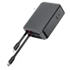 65W 3-in-1 retractable wall charger with built-in USB-C & Lightning cables