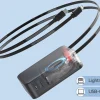 65W 3-in-1 retractable wall charger with built-in USB-C & Lightning cables.