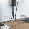 65W 3-in-1 retractable wall charger with built-in USB-C & Lightning cables.
