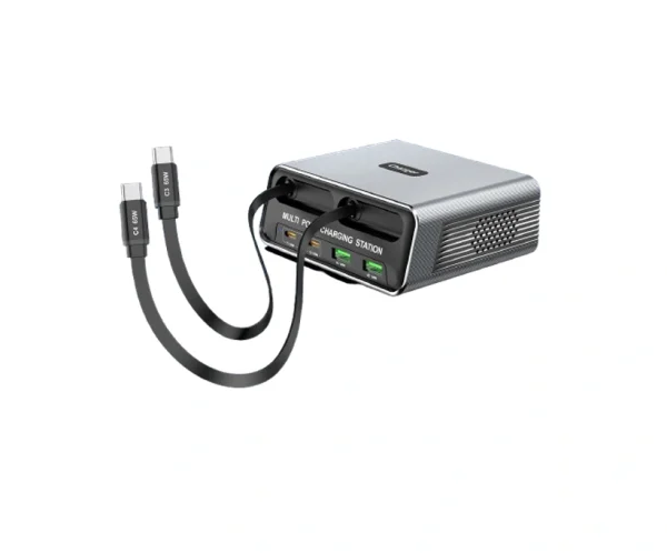 100W dual retractable cables gan fast charger station