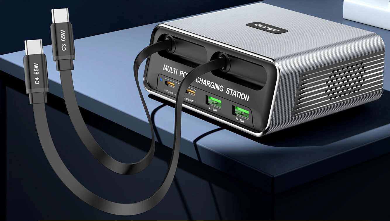 Wholesale 65W GaN Retractable Cable Charger with Dual Type C ports