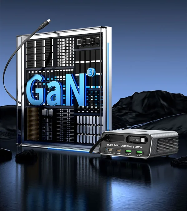 100W dual retractable cables gan fast charger station China factory