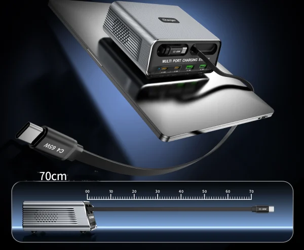100W dual retractable cables gan fast charger station China factory