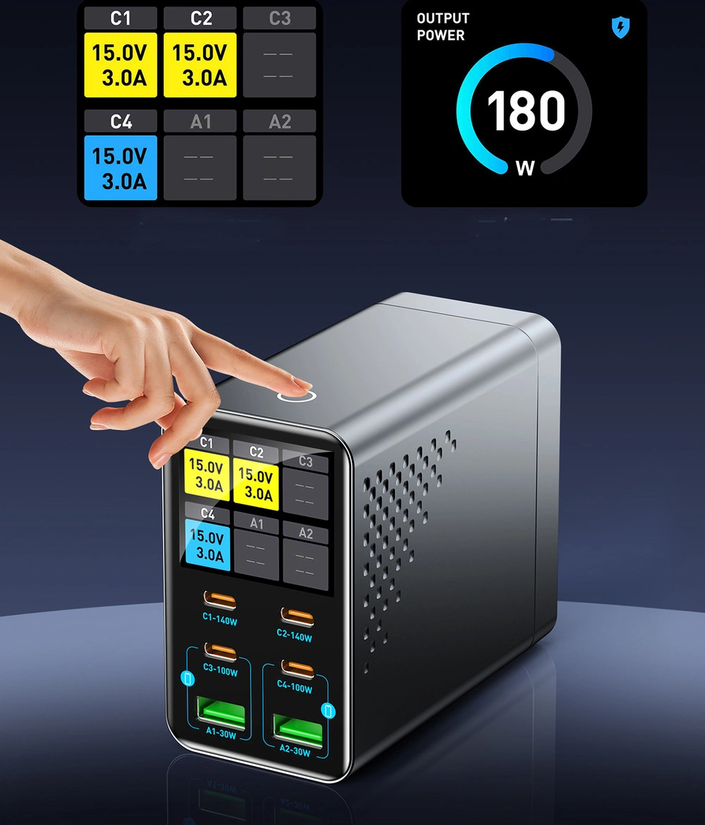 140W PD 3.1 GaN Desktop Charging Station 6 port charger