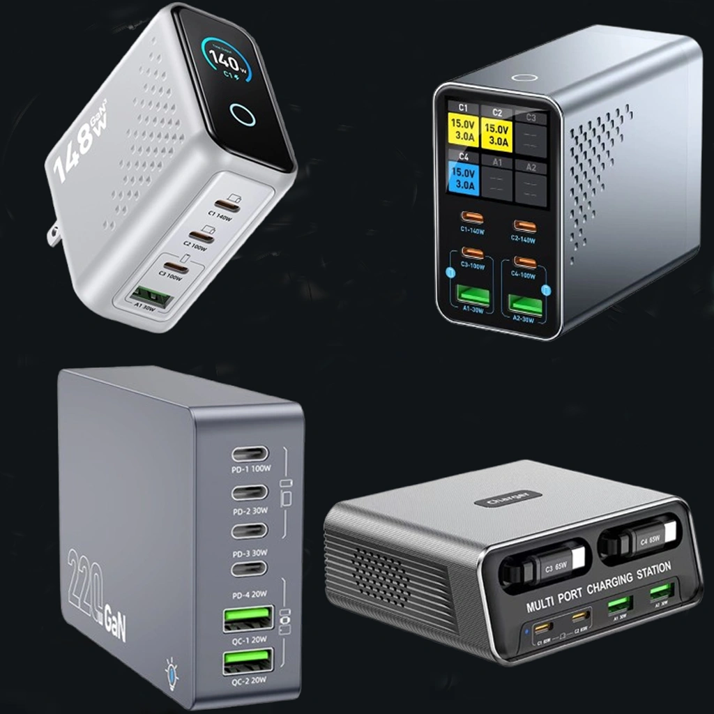 multi port GaN Chargers and Destop charging stations from Chine OEM Manufacturer