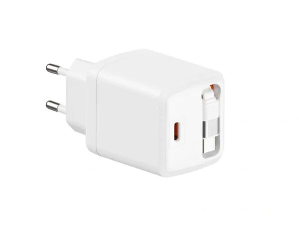 20W_RETRACTABLE_CHARGER_WHITE_OEM 20W Dual USB-C Retractable Cable GaN Charger
