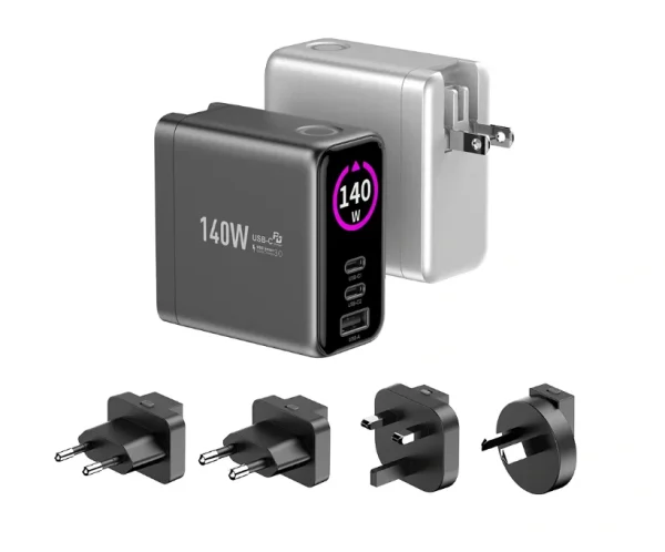 140W-GaN-TFT-Display-Charger 140W GaN wall charger with smart TFT display
