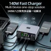 8-Port Desktop Fast Charger – 140W GaN Multi-Device Charging Station with Retractable Cables & TFT Display OEM/ODM Manufacturer
